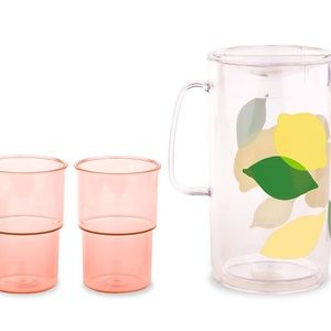 NIB Kate Spade Acrylic Lemon Pitcher & Glasses